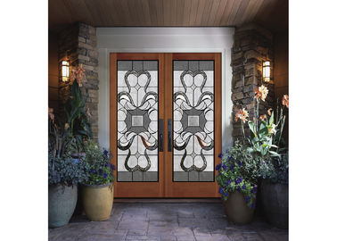 Wood Frame Dedorative Sliding Glass Door , Black Patina Internal Glass Sliding Doors